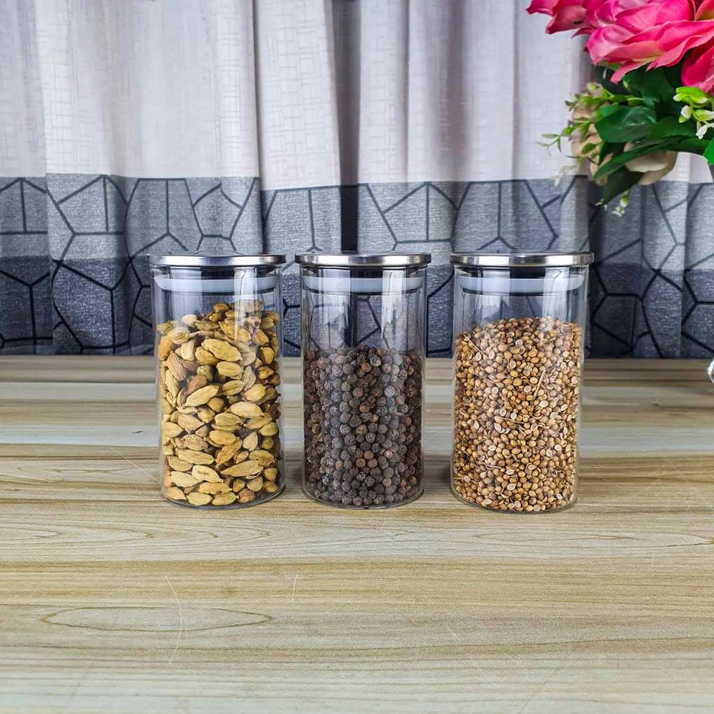 3pcs 320ml Glass Jar set Steel lid FTK 01250